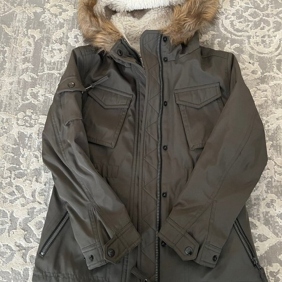 S13/NYC Girls' Sherpa Lined Anorak Jacket Hooded Jacket Green Size 10 - Picture 5 of 7